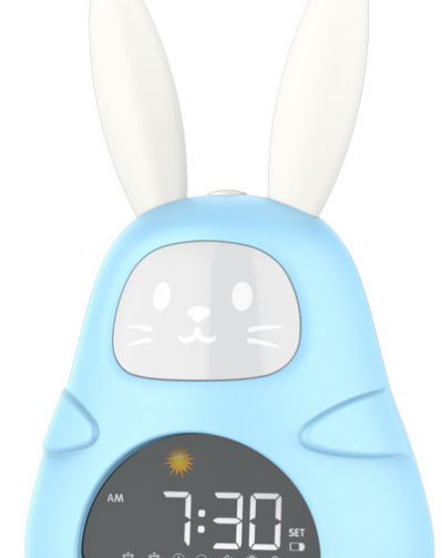 卡通兔子七彩小夜灯儿童 LCD数字电子硅胶充电创意台闹钟